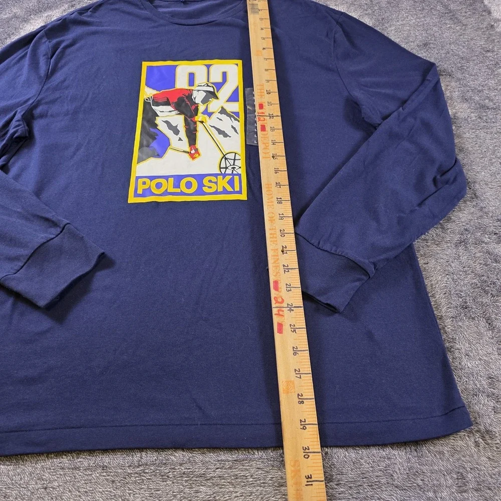 Polo Ralph Lauren Polo Ski Jersey T Shirt Mens Large Blue Long Sleeve